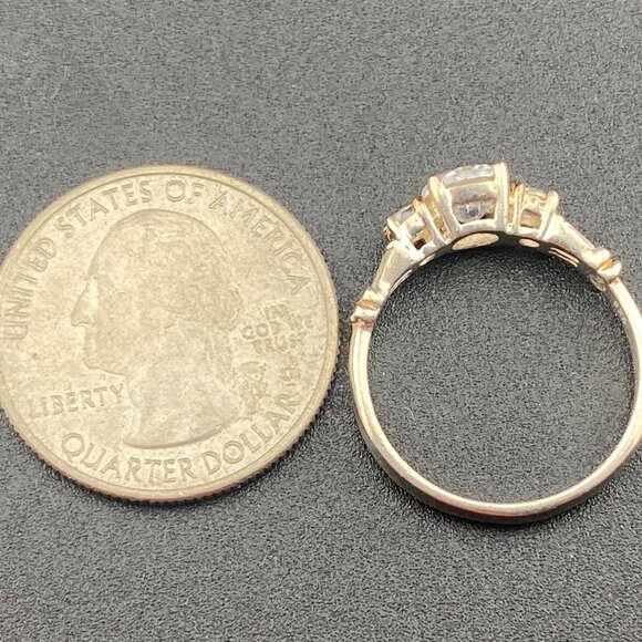 Vtg Royal 925 PD Crown Signed C Z Sterling Silver Ring Size 8 Luxury Engagement - Picture 6 of 14
